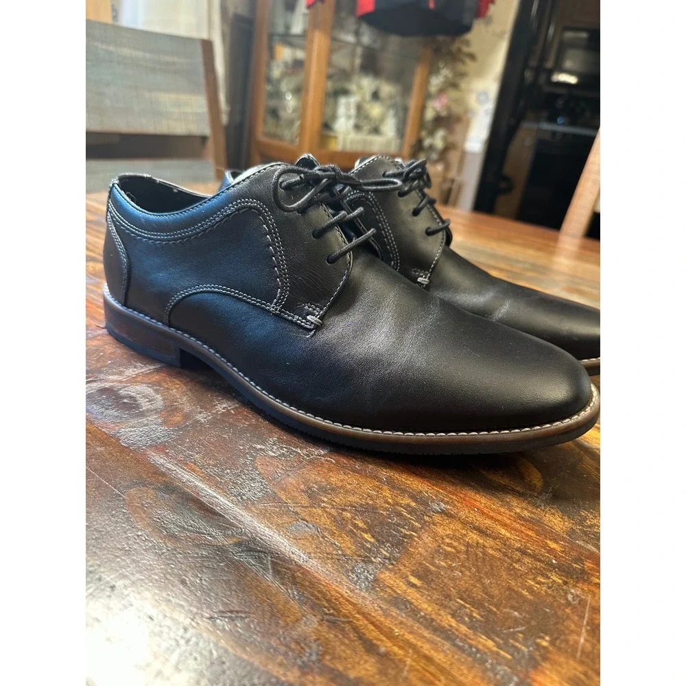 Nunn Bush Mens Comfort Gel Black Leather Plain Toe Oxford Dress Shoes Size 11 M‎